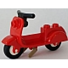 Part 15396c02 Red Scooter with Dark Tan Stand and Black Handlebars - Complete Assembly 